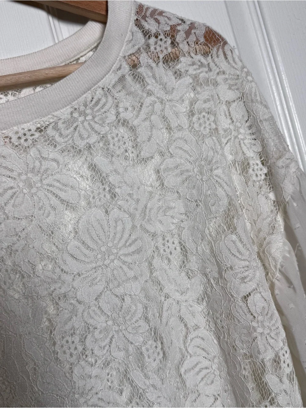 Free People Something Like Love Lace Bell Sleeve Blouse Ivory Size Large